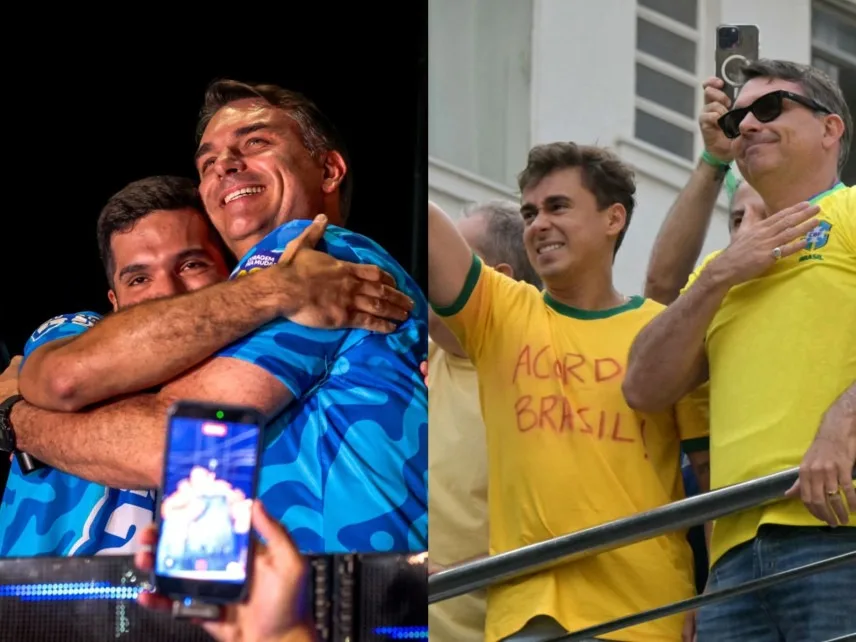 André Fernandes e Nikolas Ferreira em ato de campanha política.