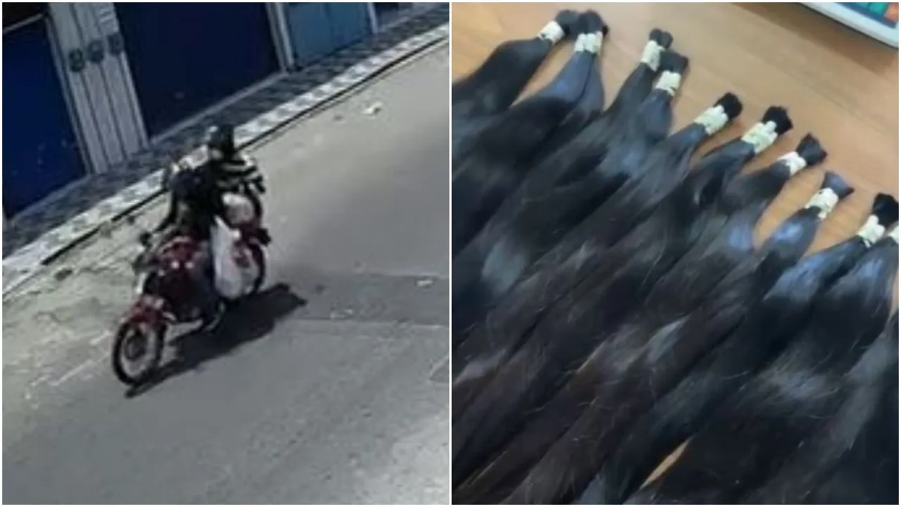 Fachada e interior de salão de beleza em Fortaleza após ação criminosa.