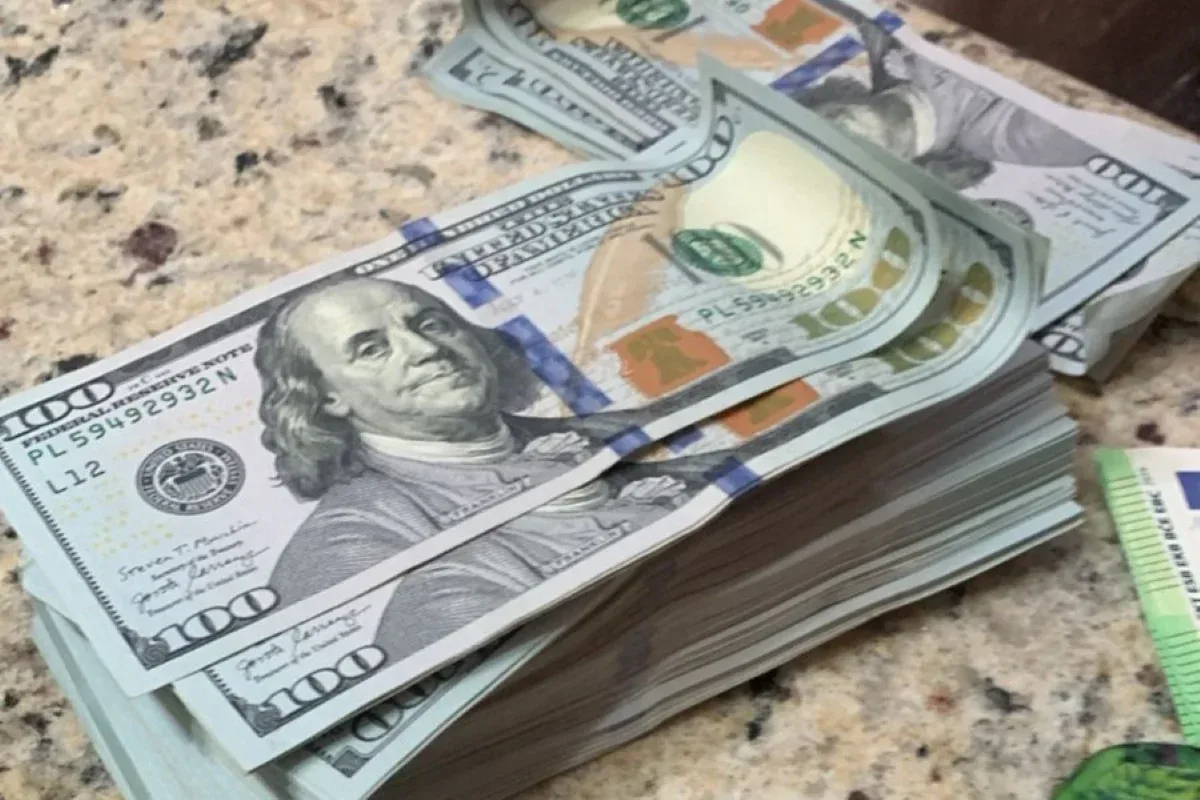 Imagem representativa de notas de dólar em operação de fiscalização.