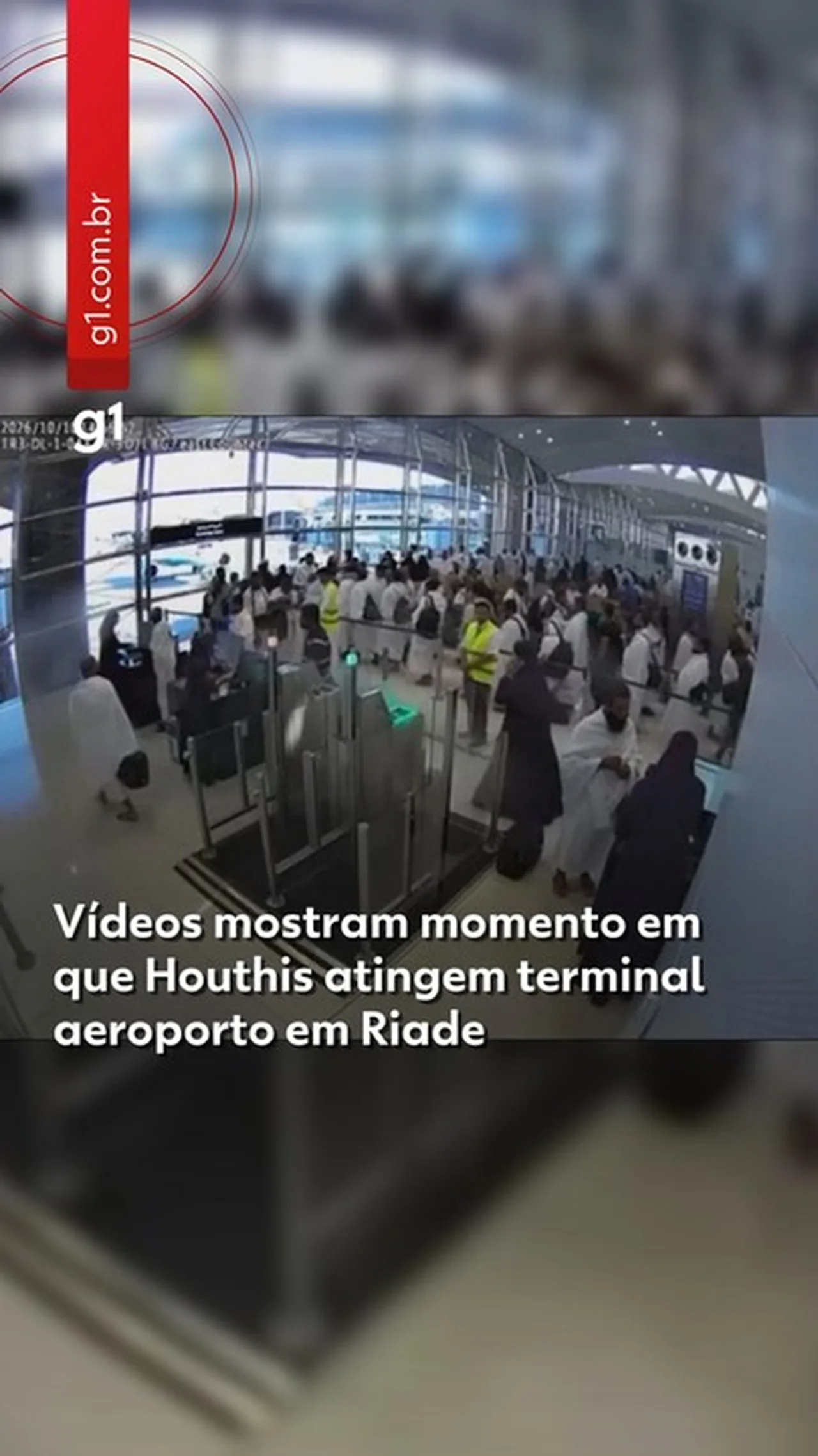 Imagem mostrando o momento do ataque ao Aeroporto Internacional Rei Khalid em Riade.