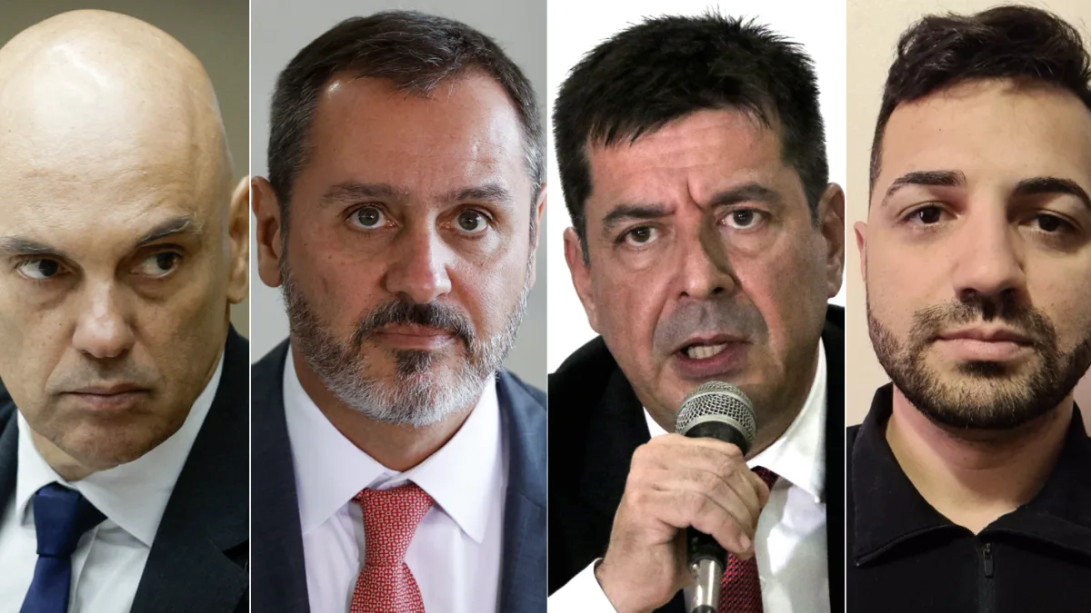 Alexandre de Moraes, Andrei Rodrigues, Leandro Almada e Denis de Carli em reunião no Supremo Tribunal Federal.