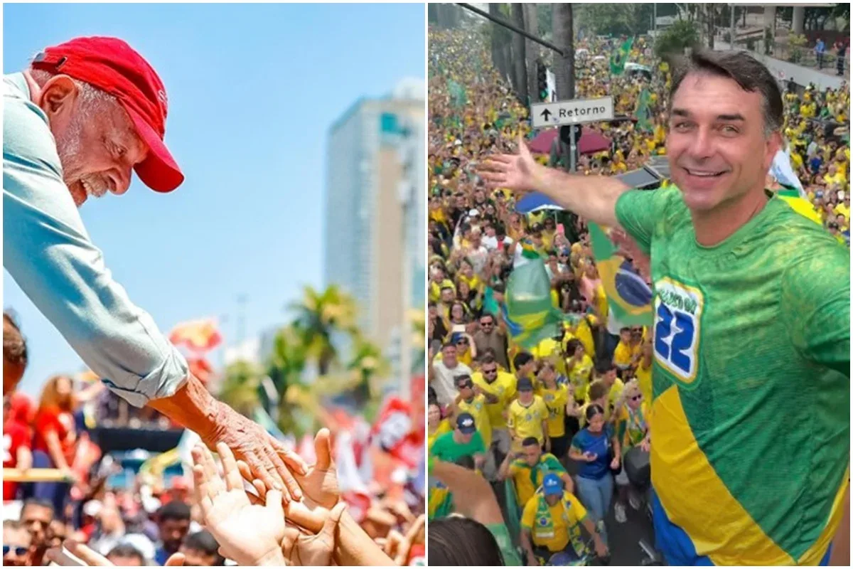 Candidatos à Presidência em atos de campanha nas ruas.