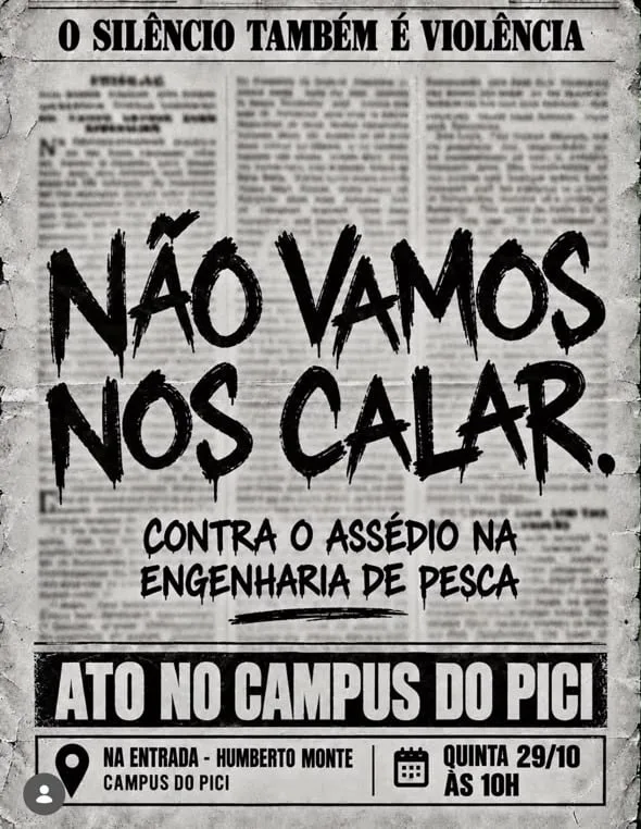 Estudantes protestando contra assédio no Campus do Pici da UFC.