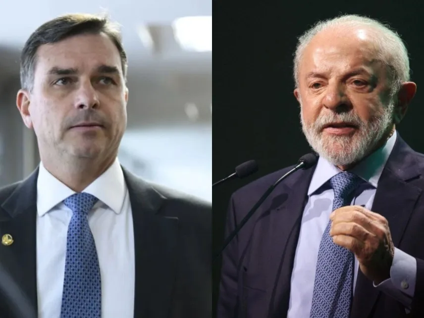 Gráfico de intenção de votos entre Flávio Bolsonaro e Lula.