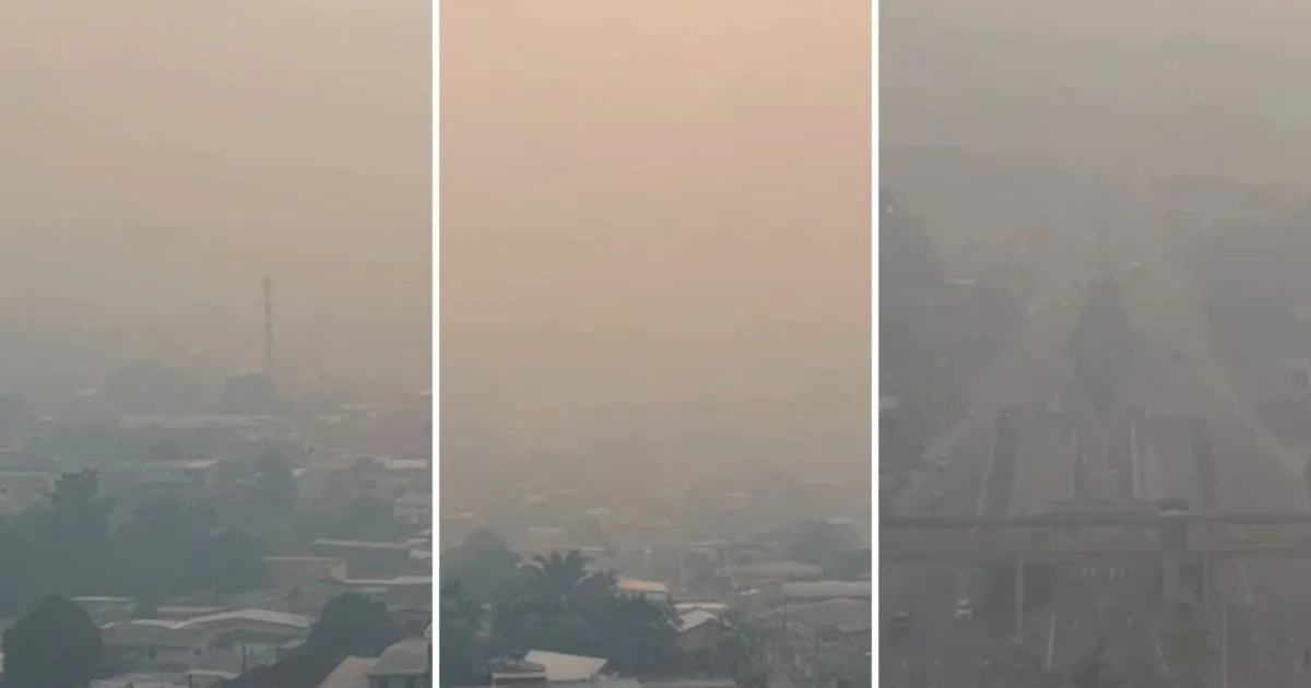 Céu de Manaus coberto por densa camada de fumaça proveniente de queimadas.
