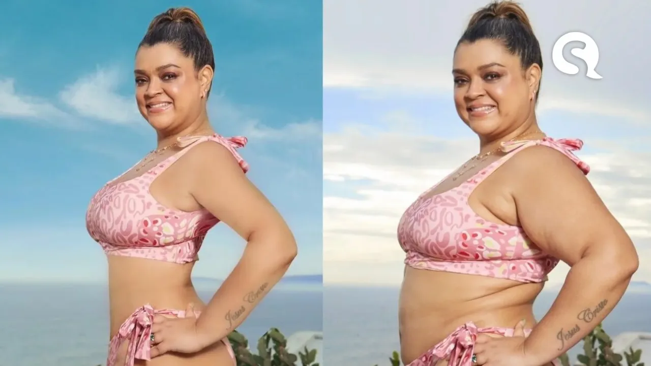 Preta Gil posta foto de biquíni com e sem retoques e afirma: “Busque se amar”