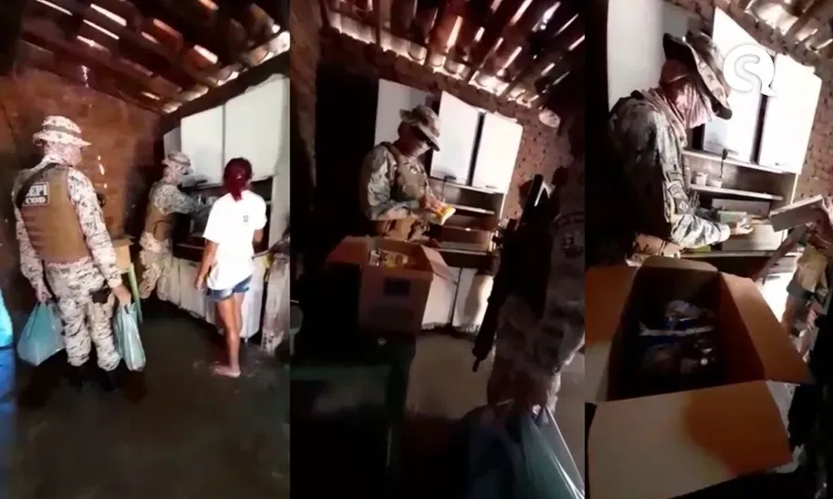 Policiais militares doam alimentos à família após operação contra foragido da justiça no Ceará
