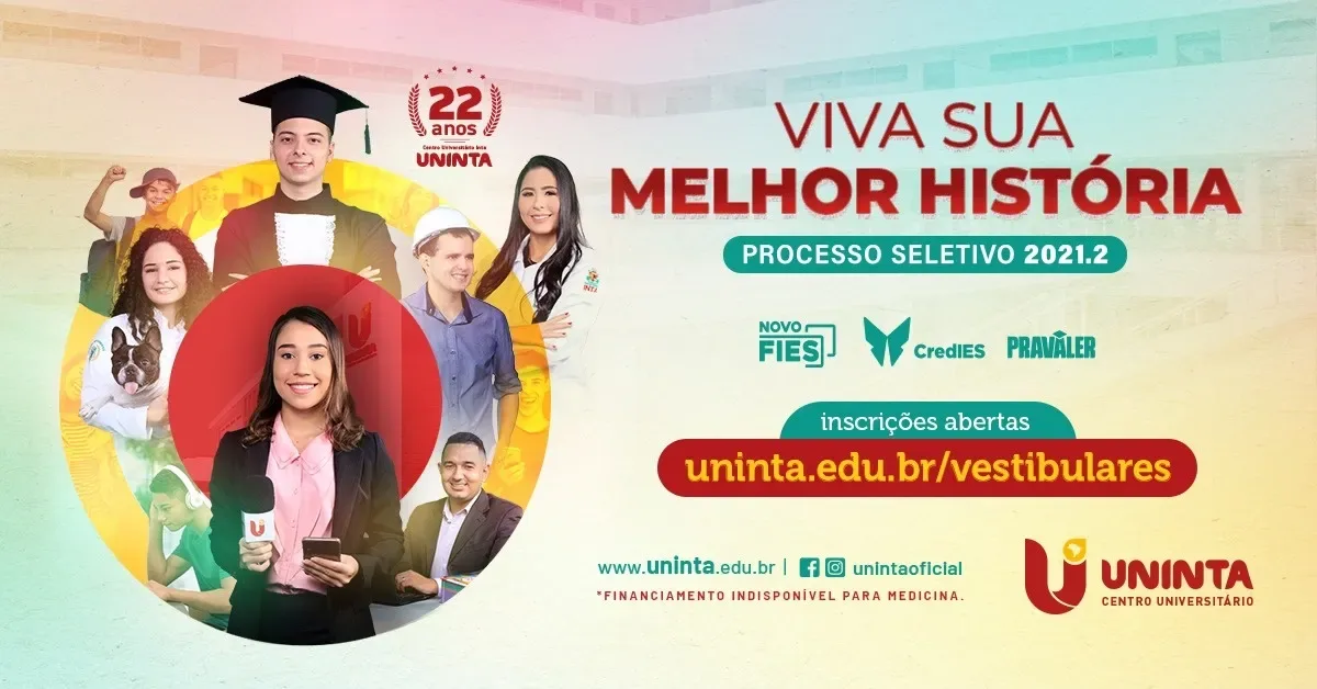 Processo Seletivo Tradicional UNINTA 2021.2 oferece seleção 100% online; Inscrições são gratuitas