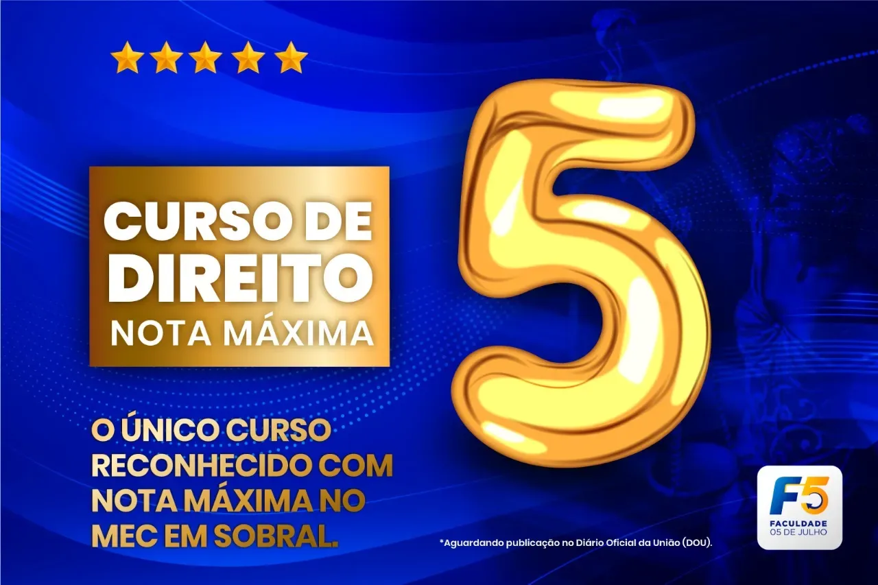 Curso de Direito na F5 é reconhecido com nota máxima pelo MEC