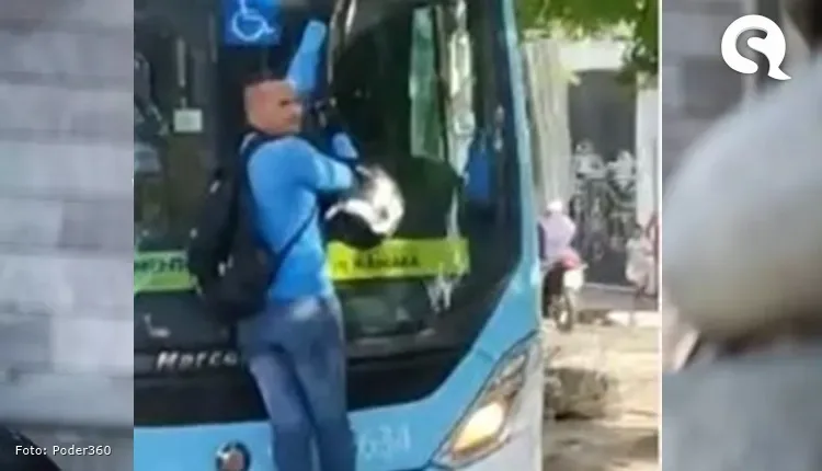 Homem se agarra em ônibus após ter motocicleta danificada em Fortaleza