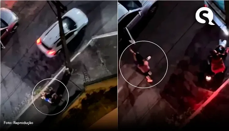 Homem dá tapas em mulher, derruba vítima em calçada e a coloca à força em veículo em Fortaleza