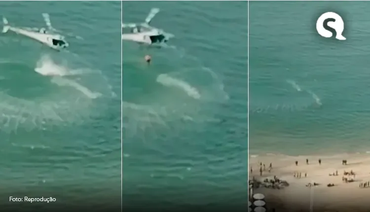 Policial pula de helicóptero no mar, persegue a nado e captura jovem suspeito de furto em Fortaleza