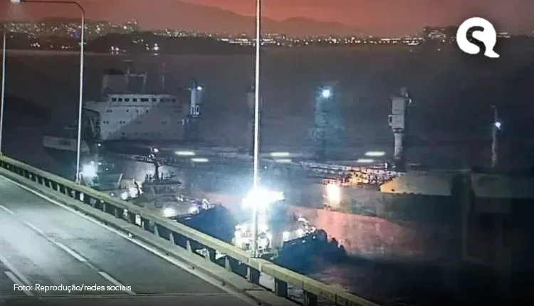 Trânsito é liberado após navio bater na ponte Rio-Niterói
