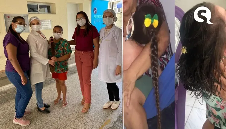 Criança de sete anos doa os cabelos para pacientes com câncer na Santa Casa de Sobral
