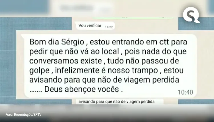 Golpista diz para vítima não viajar após receber por falsa locação na praia: ‘Nosso trampo’