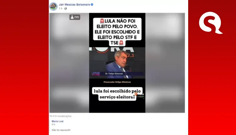 Bolsonaro compartilha vídeo que questiona eleição de Lula e depois apaga
