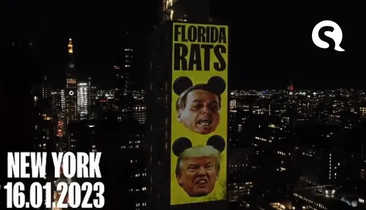 Projeção em Nova York chama Bolsonaro e Trump de “ratos da Flórida”; veja vídeo