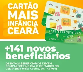 Acaraú apresenta mais 141 novos beneficiários do Cartão Mais Infância