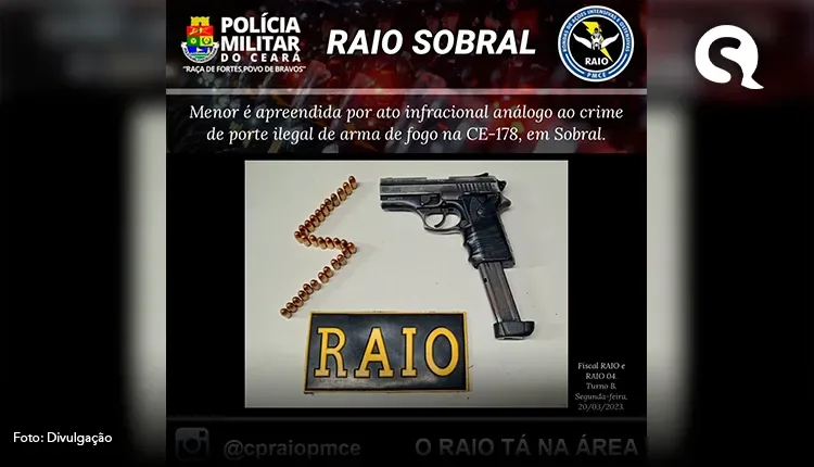 PMCE  apreende menor de idade portando arma de fogo em uma topic da linha Sobral a Groaíras