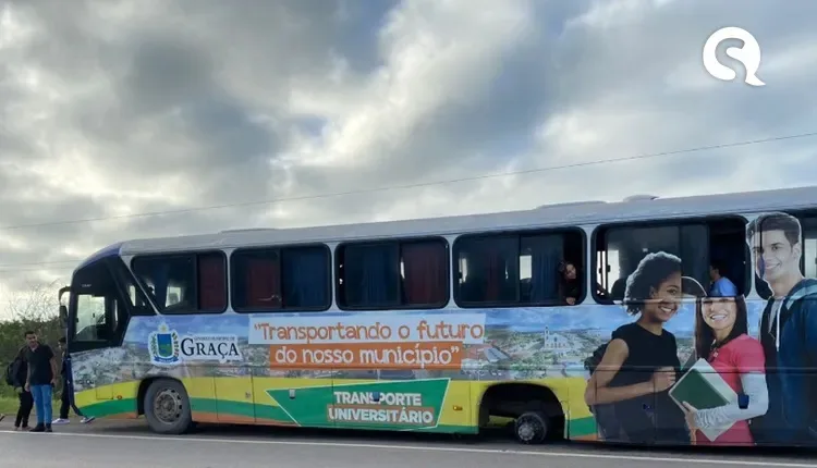 Pneu de ônibus escolar da prefeitura de Graça-CE se solta durante transporte de alunos