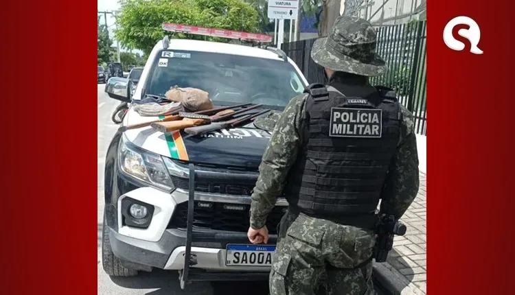 BPMA da PMCE apreende espingardas ao se deparar com homens em estrada carroçável em Itapipoca
