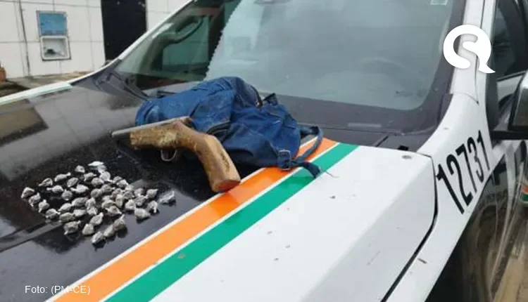 Em Caucaia, PMCE prende suspeito com arma artesanal e drogas