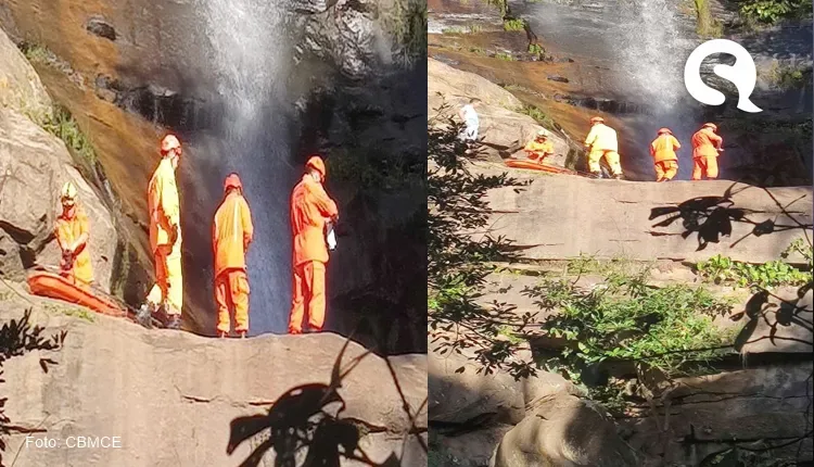Corpo de Bombeiros resgata corpo de cachoeira em Graça