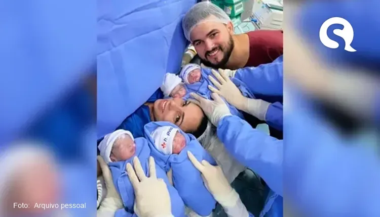 Marido ‘simplesmente desmaiou’ ao descobrir que seria pai de quadrigêmeos, no Ceará