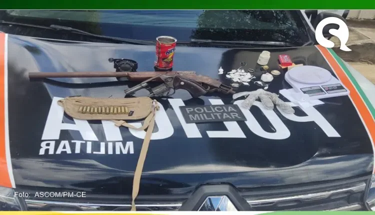 PMCE prende suspeito com armas e drogas em Barreira