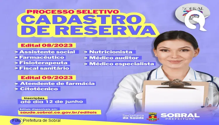 Secretaria da Saúde abre processo seletivo para cadastro reserva em diversas áreas; inscrições já estão abertas