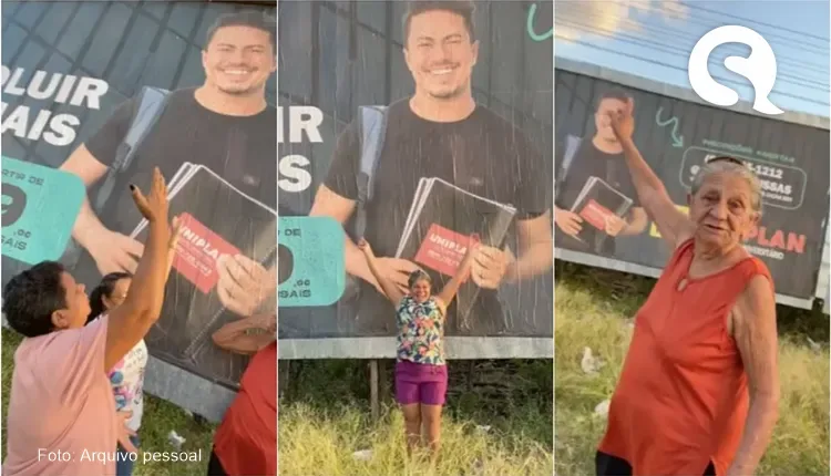 Modelo leva família para vê-lo em outdoor e se diverte com reação dos parentes em Russas