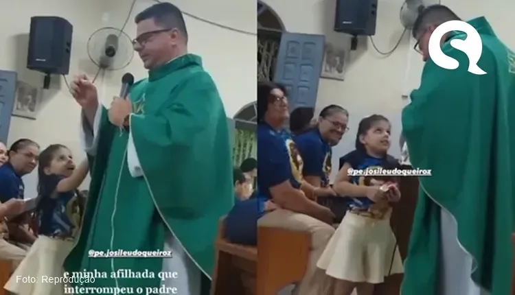 Criança interrompe padre durante missa para dizer que sua avó ‘tem uma galinha assanhada’ e viraliza, no Ceará