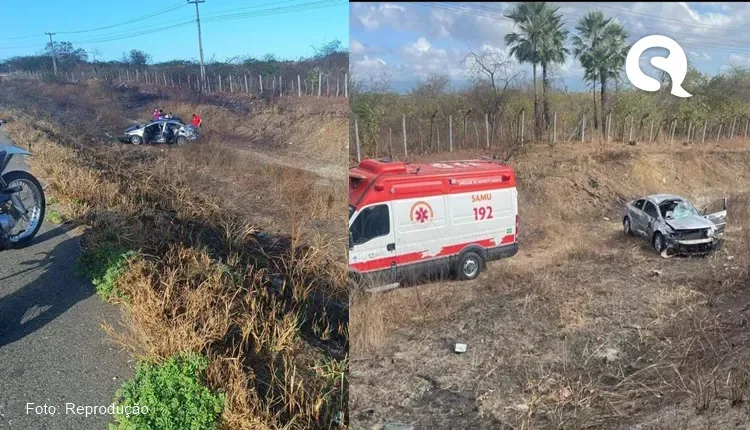 Motorista perde controle do veículo e sobra na curva da BR-222 que liga Forquilha á Sobral, na manhã desta sexta-feira (11).