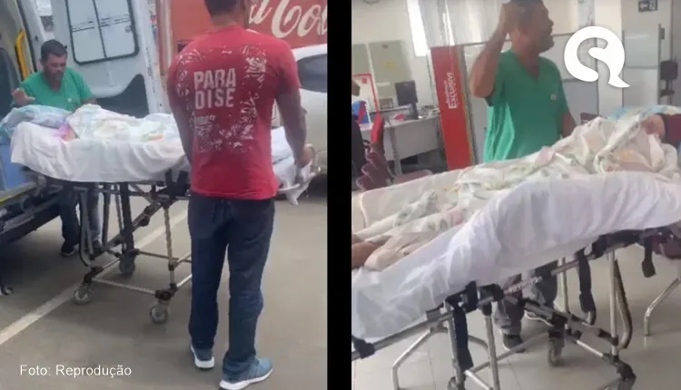 Idosa é levada de maca ao banco para renovar benefício e filho se revolta, na Bahia