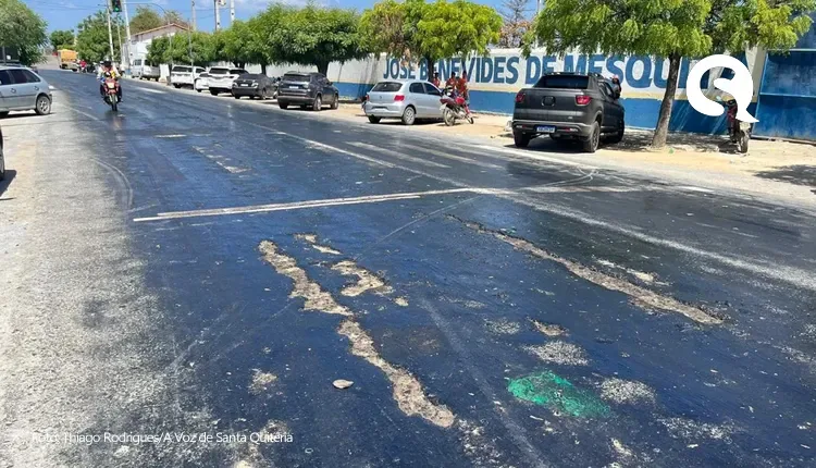 Calor derrete até o asfalto na cidade de Santa Quitéria; fotos