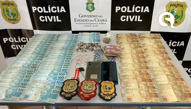 Dupla em posse de droga, dinheiro e relógios de luxo é presa em flagrante pela Polícia Civil em Acaraú