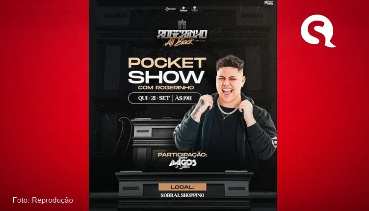 Rogerinho faz Pocket Show no Sobral Shopping nesta quinta-feira (21/9)