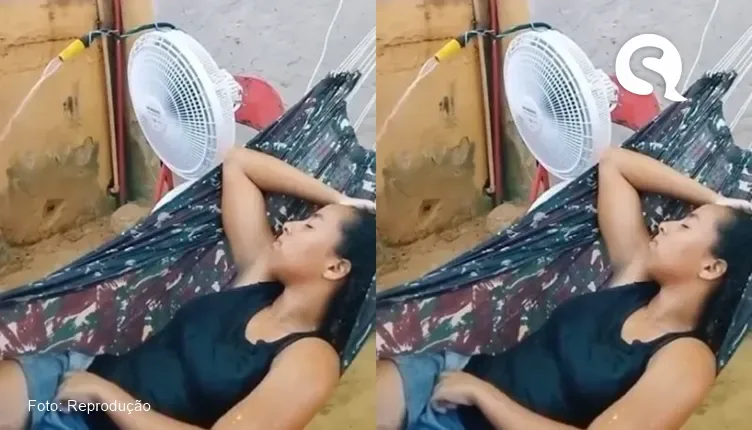 Jovem cria gambiarra para tentar se refrescar nesta onda de calor e viraliza