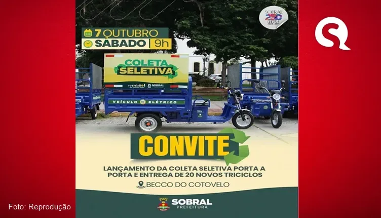 Prefeitura de Sobral lança campanha de coleta seletiva porta a porta e entrega 20 novos triciclos para catadores