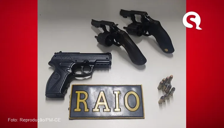 Quarteto é preso na cidade de Varjota com armas de fogo e varias munições