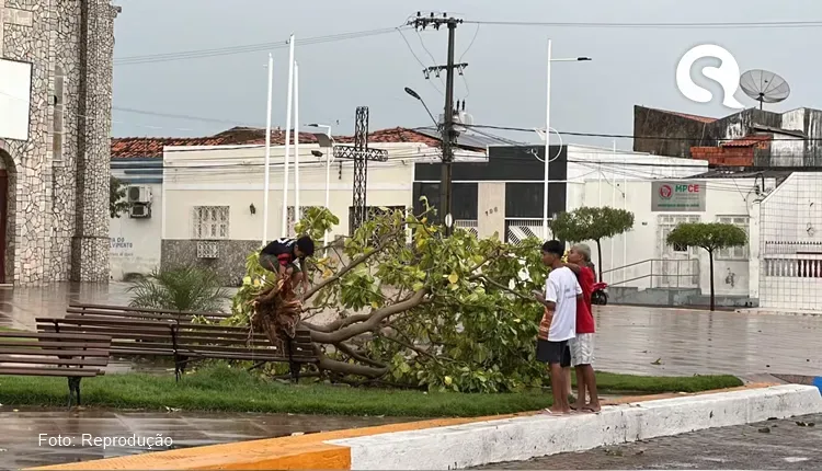 Chuva de granizo destrói antena de rádio e atinge casas e escola em Coreaú, no Ceará