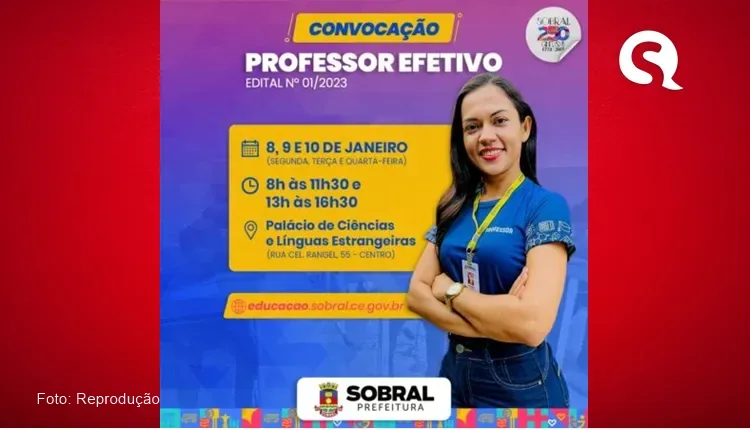 Começa HOJE a convocação de aprovados em concurso público para professores da educação básica de Sobral