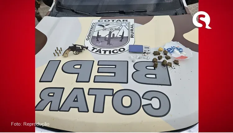 Equipe do cotar prende indivíduo acusado de homicídio com arma e droga em Camocim