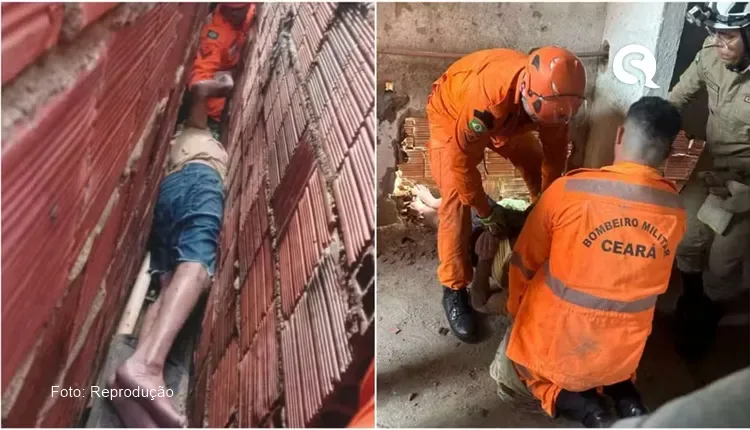 Idoso é resgatado após mais de nove horas preso entre paredes em Canindé