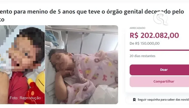 ‘Vaquinha’ arrecada R$ 200 mil para ajudar menino que teve órgão genital decepado pelo padrasto em Canindé