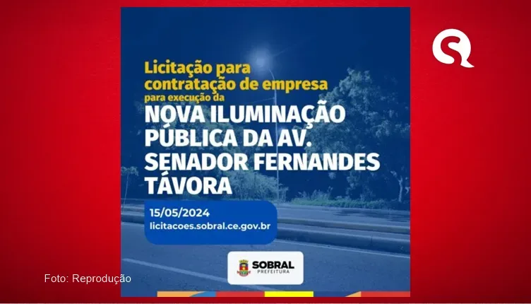 Prefeitura de Sobral publica edital para contratação de empresa com objetivo de requalificar iluminação da Avenida Senador Fernandes Távora
