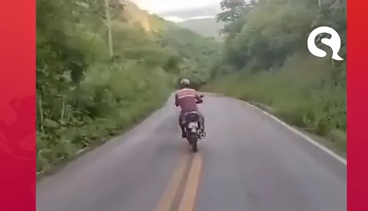Motociclista é flagrado descendo serra em zigue-zague em Itapajé