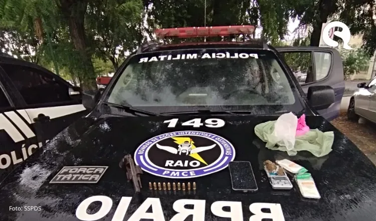 PMCE prende suspeito de tráfico de drogas e apreende arma e munições em Forquilha