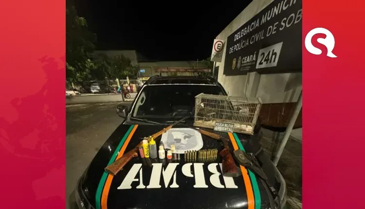 Polícia apreende aves silvestres, armas e munições em Santana do Acaraú