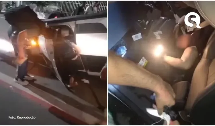 Carro capota após acidente e deixa mãe e filha presas de cabeça para baixo